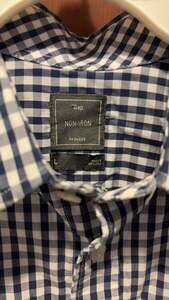 Gap Mens Non Iron Long Sleeve Button Up Shirt Slim Fit Blue White Check Size L